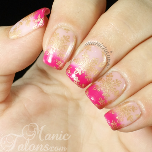 pink snowflake nails