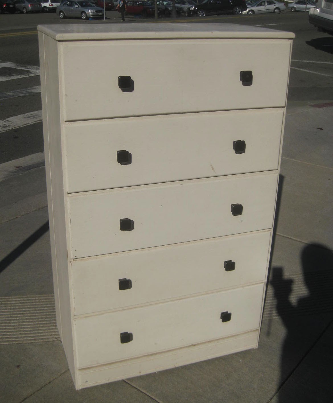 UHURU FURNITURE & COLLECTIBLES SOLD White Dresser with Black Knobs 65