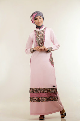 Gamis katun jepang motif bunga 048 Pink