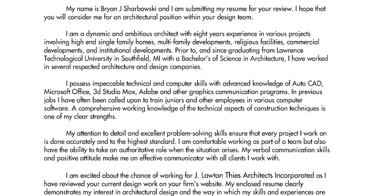 cover letter for architects