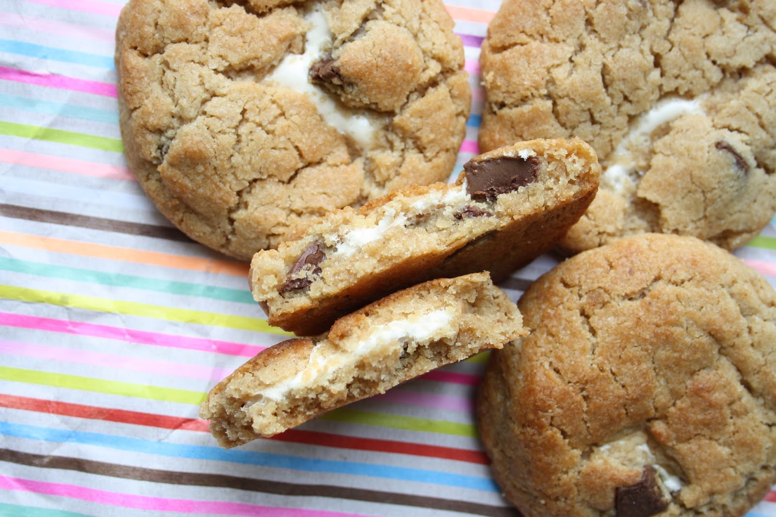 Floral Frosting Marshmallow Stuffed Peanut Butter Chocolate Chunk Cookies