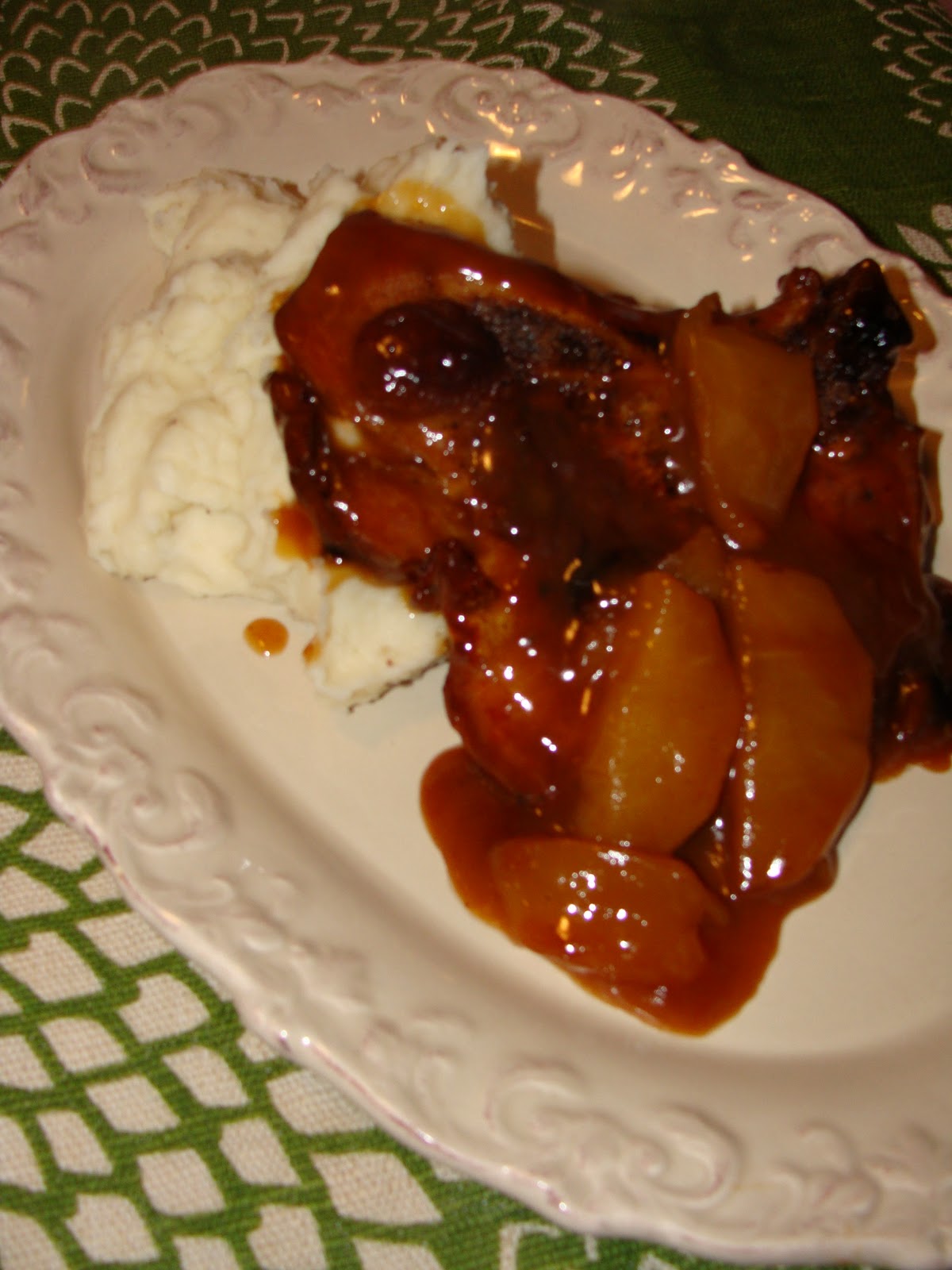 Just Cooking Sauteed Pork Chops with a Brown Apple Gravy
