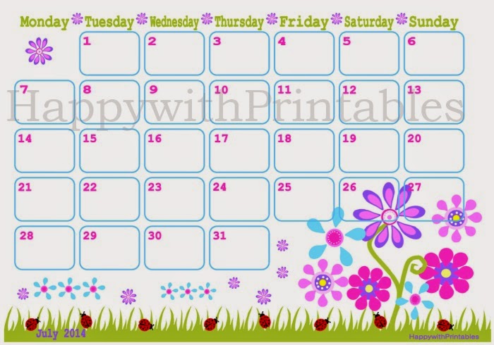 2014 calendar july