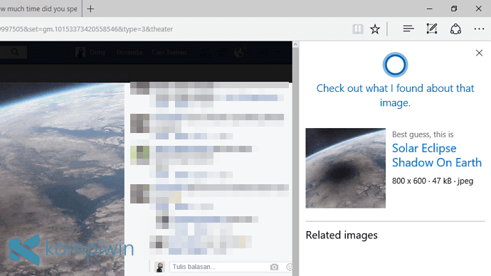 Mencari Gambar Serupa (Beserta Infonya) yang Muncul di Web dengan Cortana di Microsoft Edge 15