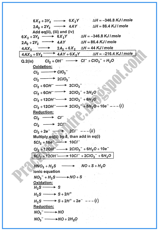 Chemistry-Numericals-Solve-2014-Five-year-paper-class-XI
