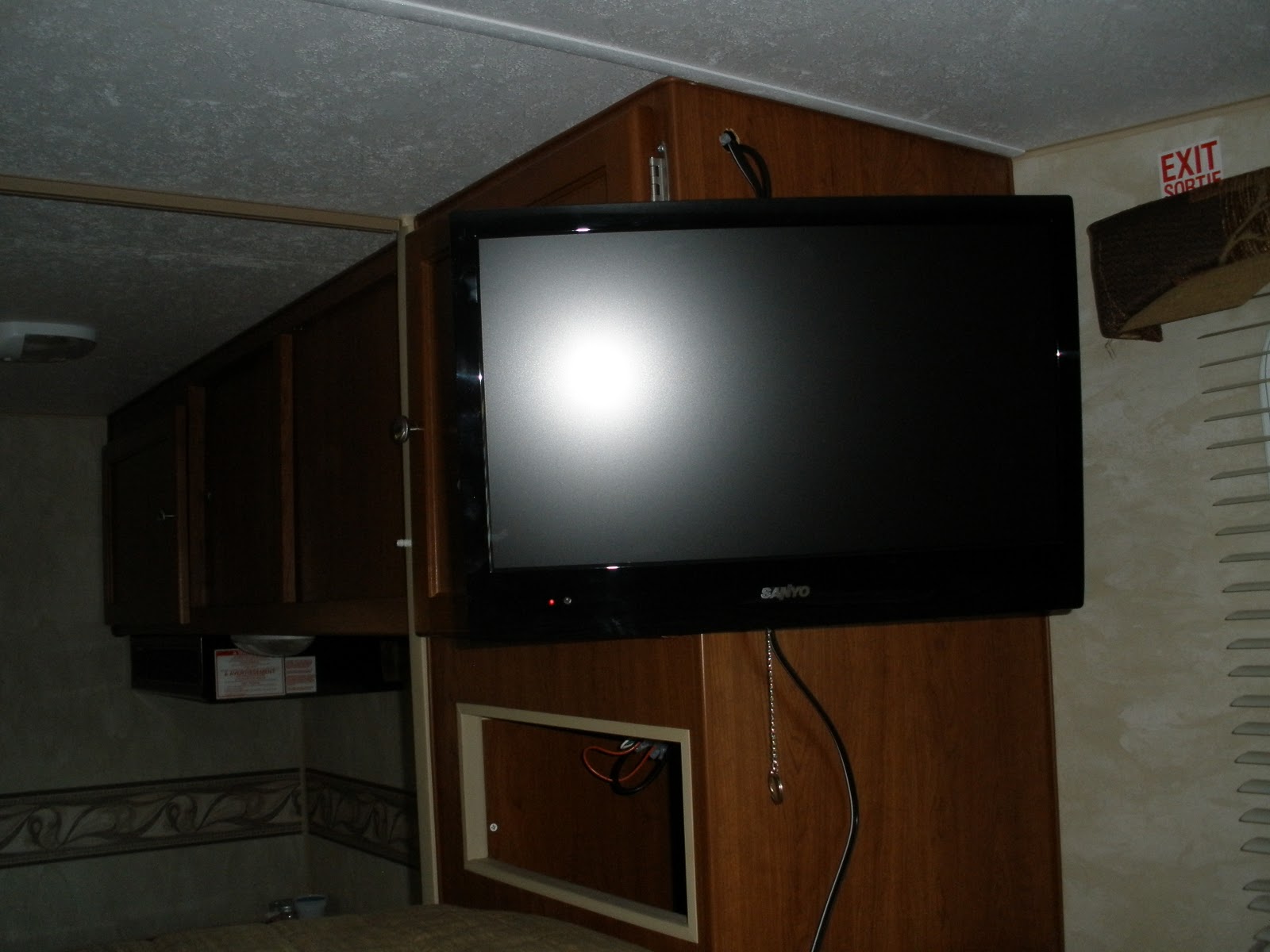 Sanyo LED TV and Swivel Mount Installation Truck Camper Adventure