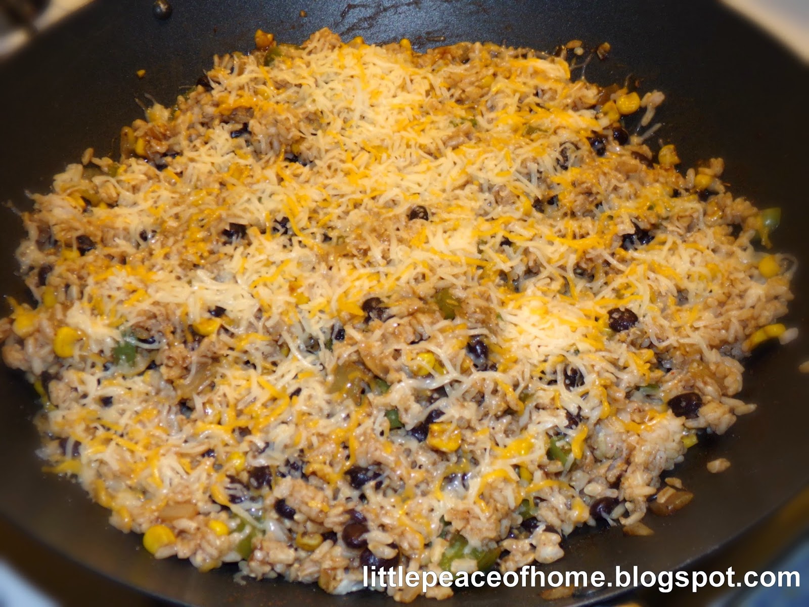 A Little Peace of Home Cheesy Enchilada Rice Skillet