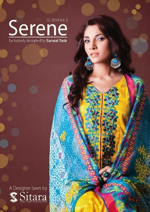 Sarwat Yasir Serene Summer Wear Lawn Shalwar Kameez 2014 For Young Girls By With Sitara Textiles