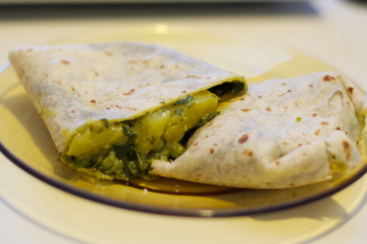 Lunch Lady Lainey Spinach and Potato Curry Roti
