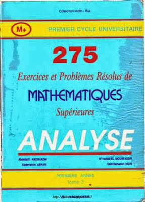 275 Exercices et problèmes de mathématique supérieures - telecharger gratuit 275 Exercices et problèmes de mathématique supérieures - telecharger gratuit Description de livre cet ouvrage vient compléter le livre de cours d'Analyse (tome 1) de la collection " Maths-plus". Il propose des exercices et problèmes de niveaux variés sur le programme des premières années aes facultés et instituts supérieurs Les exercices sont rangés par ordre de difficulté croissante et suivent presque fidèlement les paragraphes et chapitres du livre de cours d'Analyse (tome 1) de la collection "Maths-plus" Nous espérons que ce livre apportera une aide efficace aux étudiants et leur permettra de mieux aborder les notions et méthodes nouvelles introduites au début des études supérieures en Analyse La méthode est simple : chaque exercice est suivi d'une solution détaillée et quelquefois en plus, d'exercices de même type non résolus. Llinsi, pour une bonne compréhension du cours et une bonne préparation à un examen, il est vivement conseillé de chercher et d'essayer de résoudre SEUL les exercices et le cas échéant, revoir la ou les parties du cours avant de consulter, en extrême recours, la solution du problème, l'écrire et la