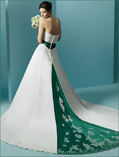 Green and White Wedding Dress