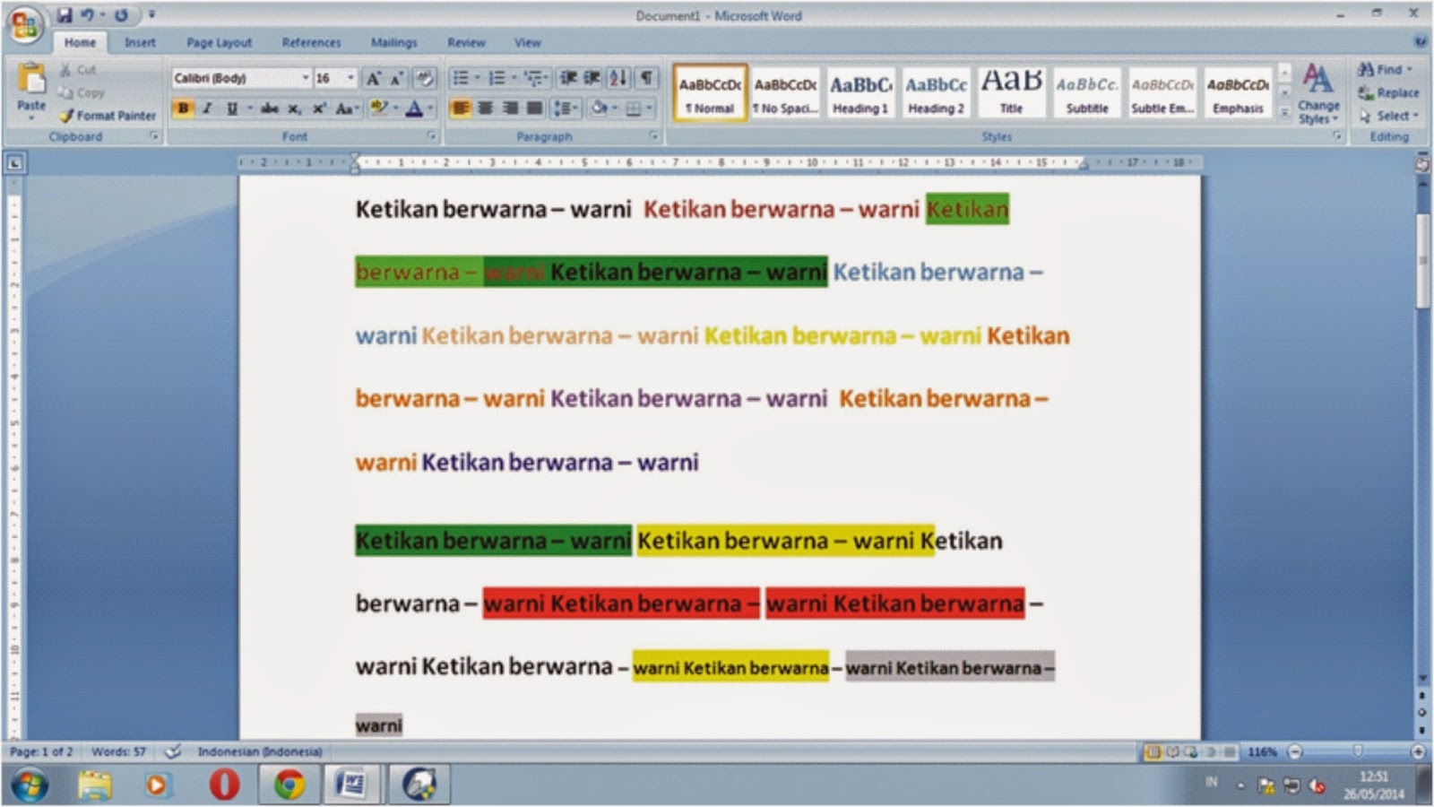 Mengganti Warna Huruf Dan Background Dalam Microsoft Word