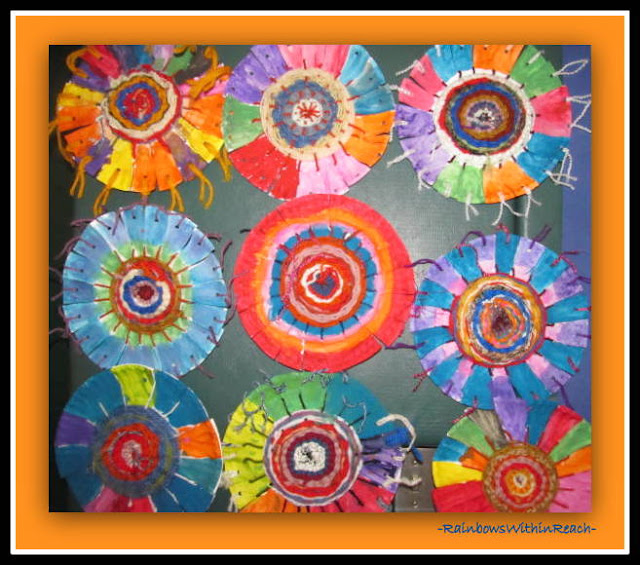 photo of: Concentric Circle Weavings in Elementary School via RainbowsWithinReach