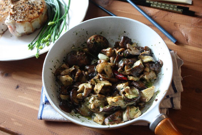 food by jessica Pan Fried Shitake Mushrooms with Wasabi and Soy Butter
