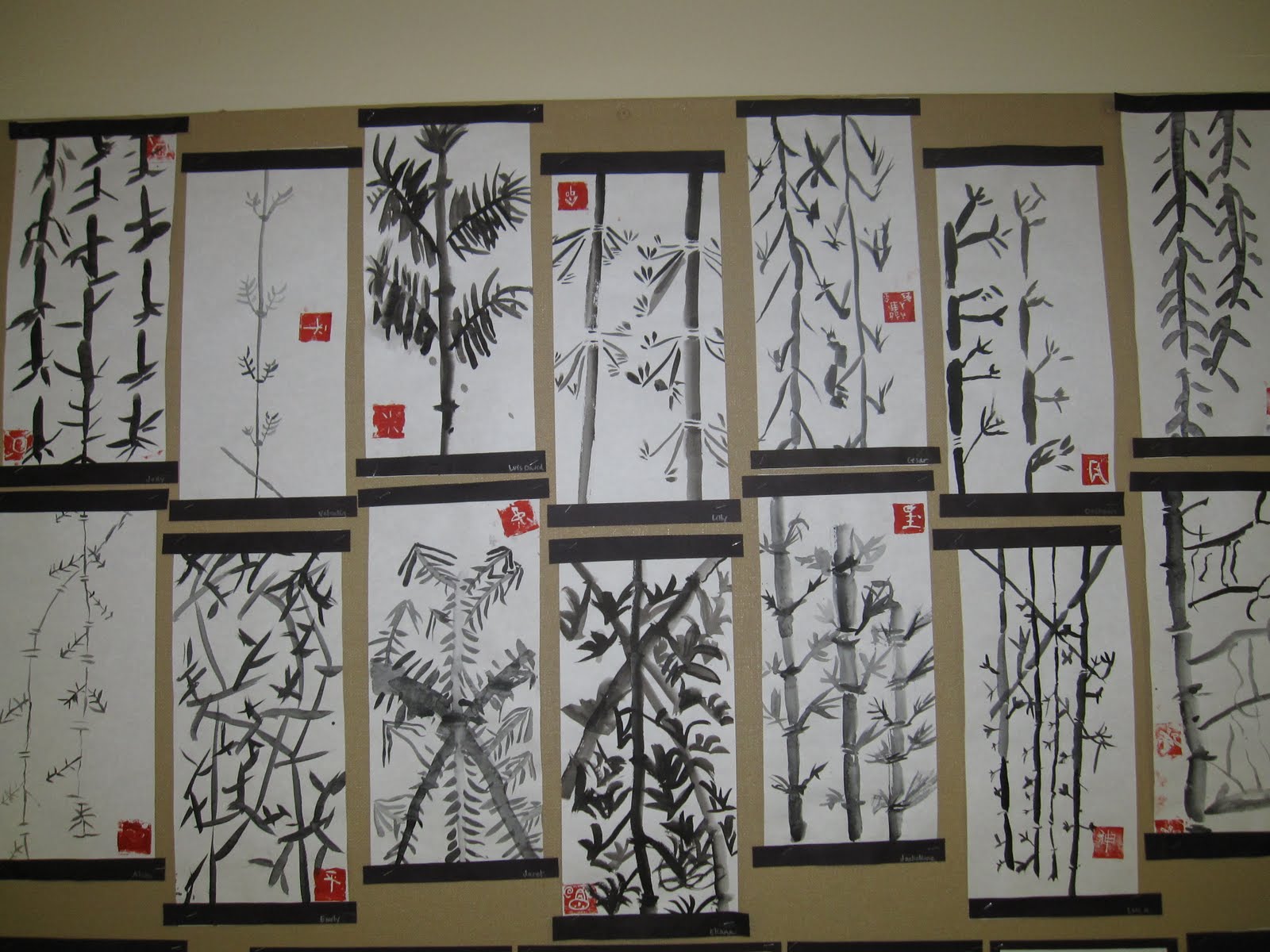 El Sol Art 5th Grade Japanese SumiE paintings