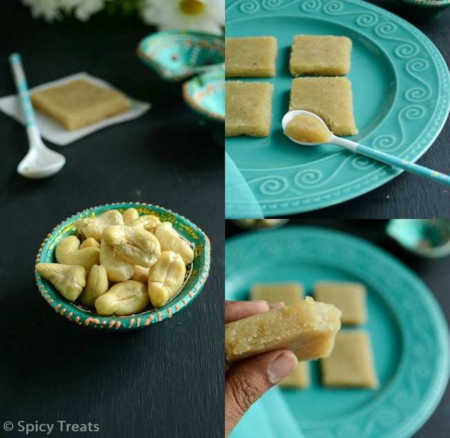 Spicy Treats Kaju Halwa / Kaju Kesari / Cashew Nut Fudge Easy Diwali Sweet Recipe