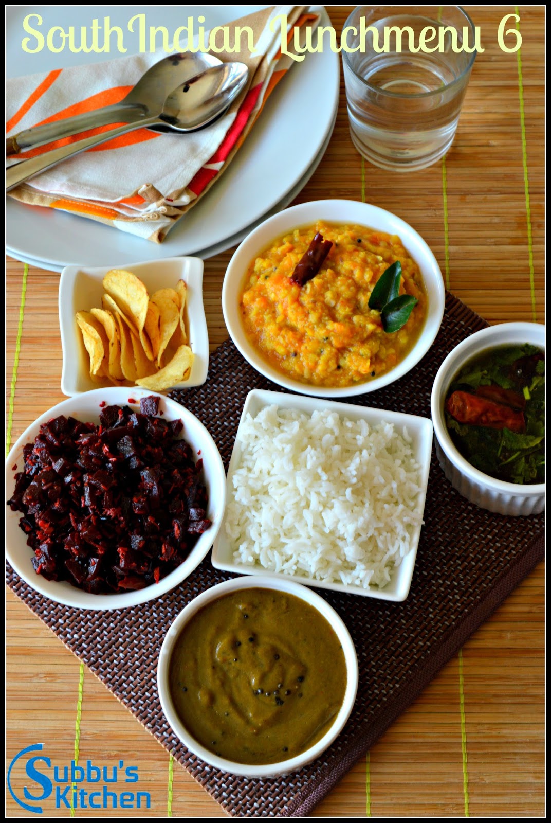 South Indian Lunch Menu 6 - Curryleaves Kuzhambu, Kottu Rasam, Beetroot Poriyal, Pumpkin Kootu South Indian Lunch Menu 6 - Curryleaves Kuzhambu, Kottu Rasam, Beetroot Poriyal, Pumpkin Kootu