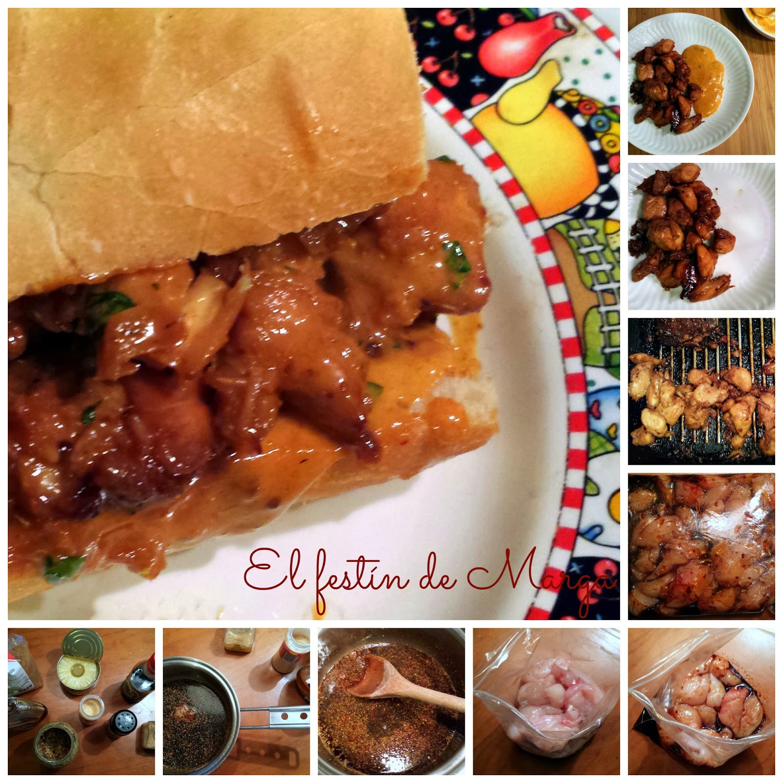 El festín de Marga Bocadillo de pollo teriyaki y salsa chipotle “Subway"