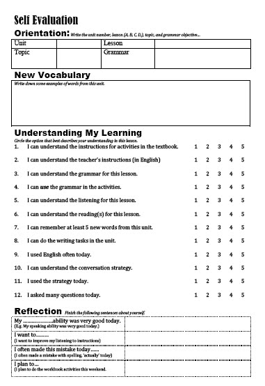 Essay self assessment worksheet