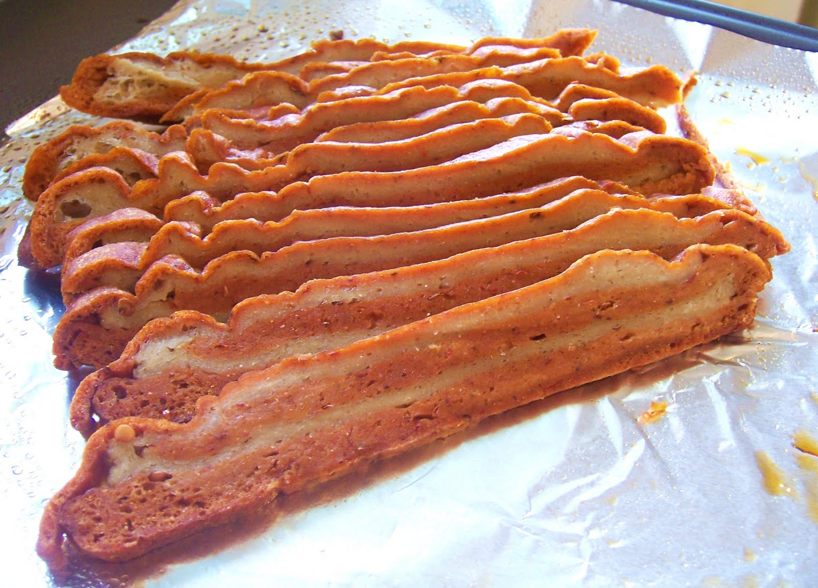 Cookin' from a bitchin kitchen... Spicy Hickory Maple Seitan Bacon