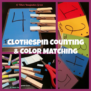 Clothespin Color Matching & Counting clothespin paint sample color counting activity