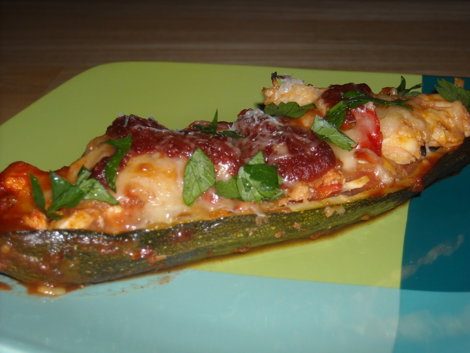 Leave a Happy Plate SlowCooker Chicken Enchilada Zucchini Boats