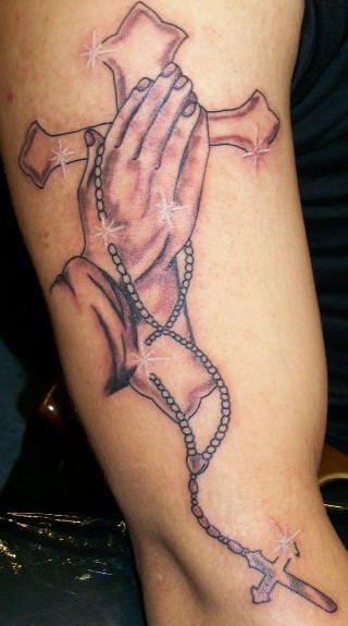 hand cross tattoo