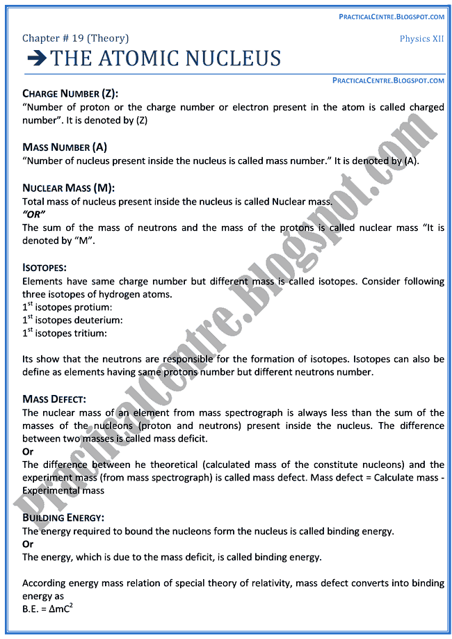 the-atomic-nucleus-theory-notes-physics-12th