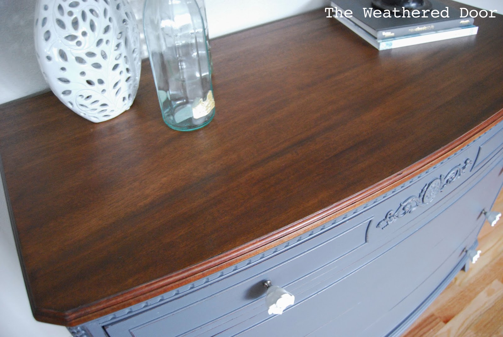 A French Grey Dresser With A Wood Top The Weathered Door