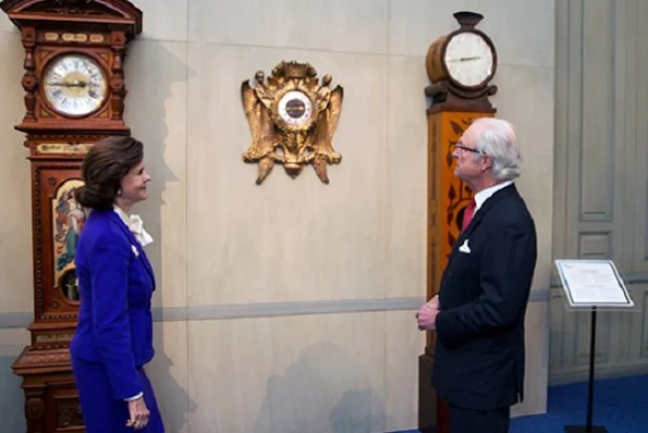 King Carl XVI Gustaf of Sweden opened an exhibition called "In Course of Time - 400 years of royal clocks" with an opening ceremony attended by Queen Silvia, Crown Princess Victoria, Princess Christina and Mrs. Magnuson.