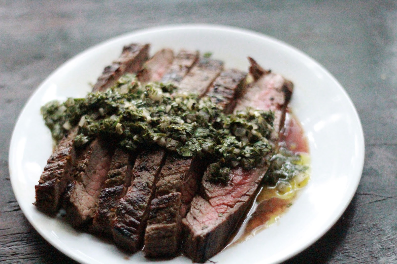 Vin de Pêche ArgentinianStyle Flank Steak and Chimichurri