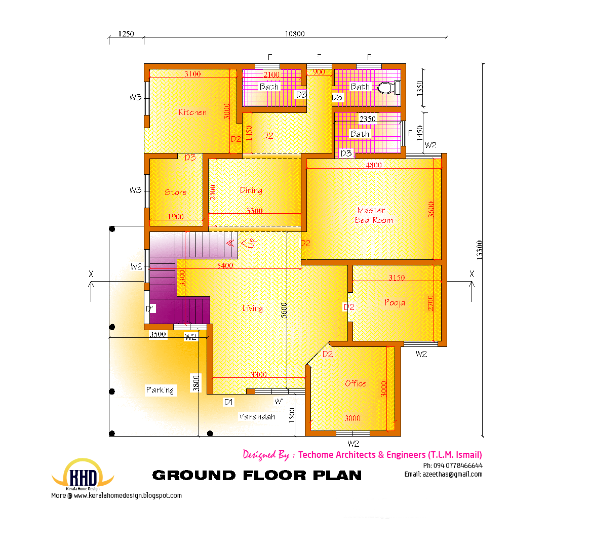 House Design Plans 2d Elevation And Floor Plan Of 2633 Sq Feet