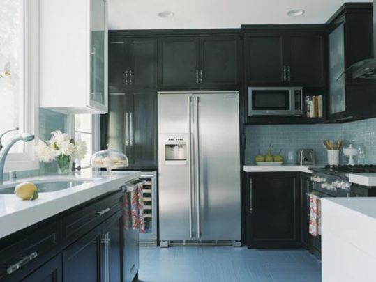 White Kitchen Cabinets with Black Countertops