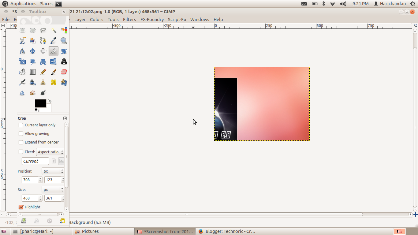 Technoric Cropping an image in Linux using GIMP