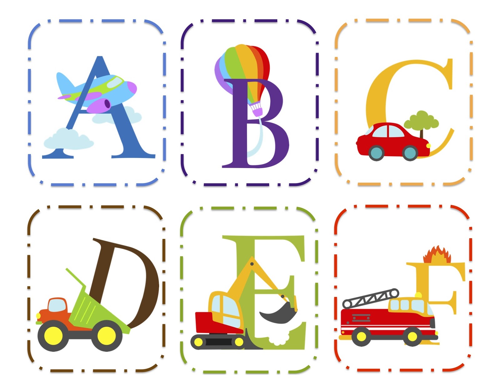 Transportation Alphabet Cards Upper & Lower Preschool Printables
