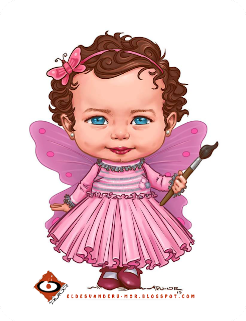 caricatura infantil niña vestida de hada hecha por la ilustradora ªRU-MOR