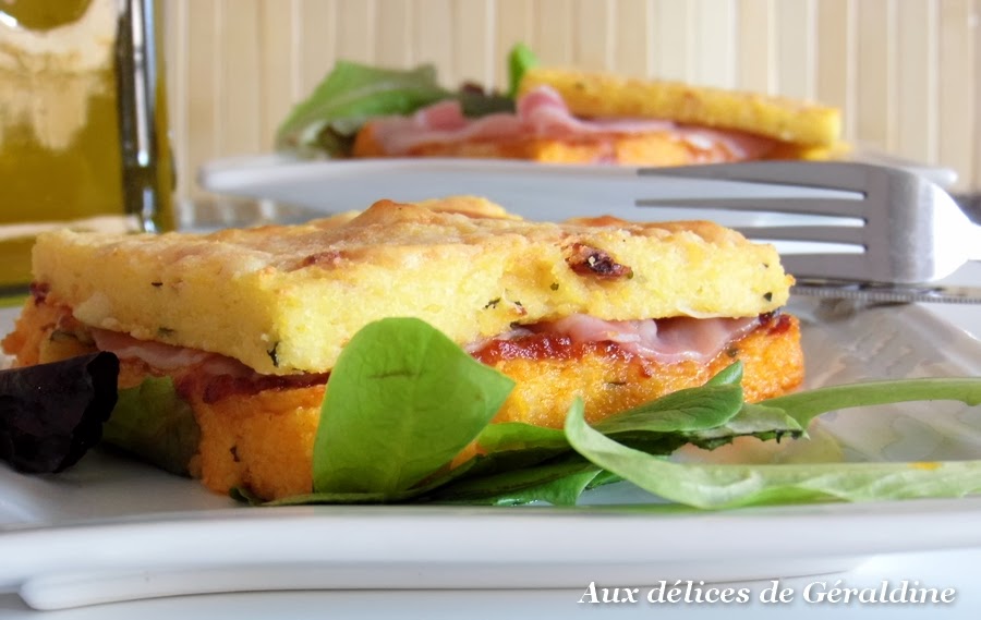 Aux Delices De Geraldine Croque Polenta A La Mozzarella Pancetta