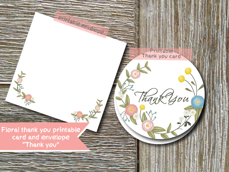Sunny by Design Free printable Thank you card and envelope