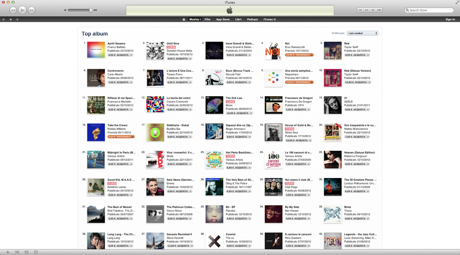 italian top 10 singles chart