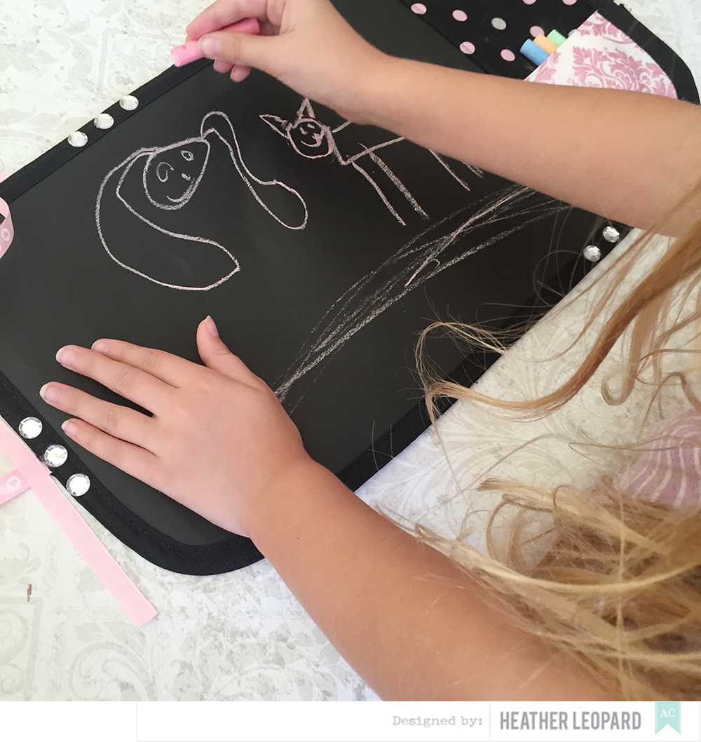Heather Leopard DIY Chalkboard Mat with Chalk Storage Tutorial