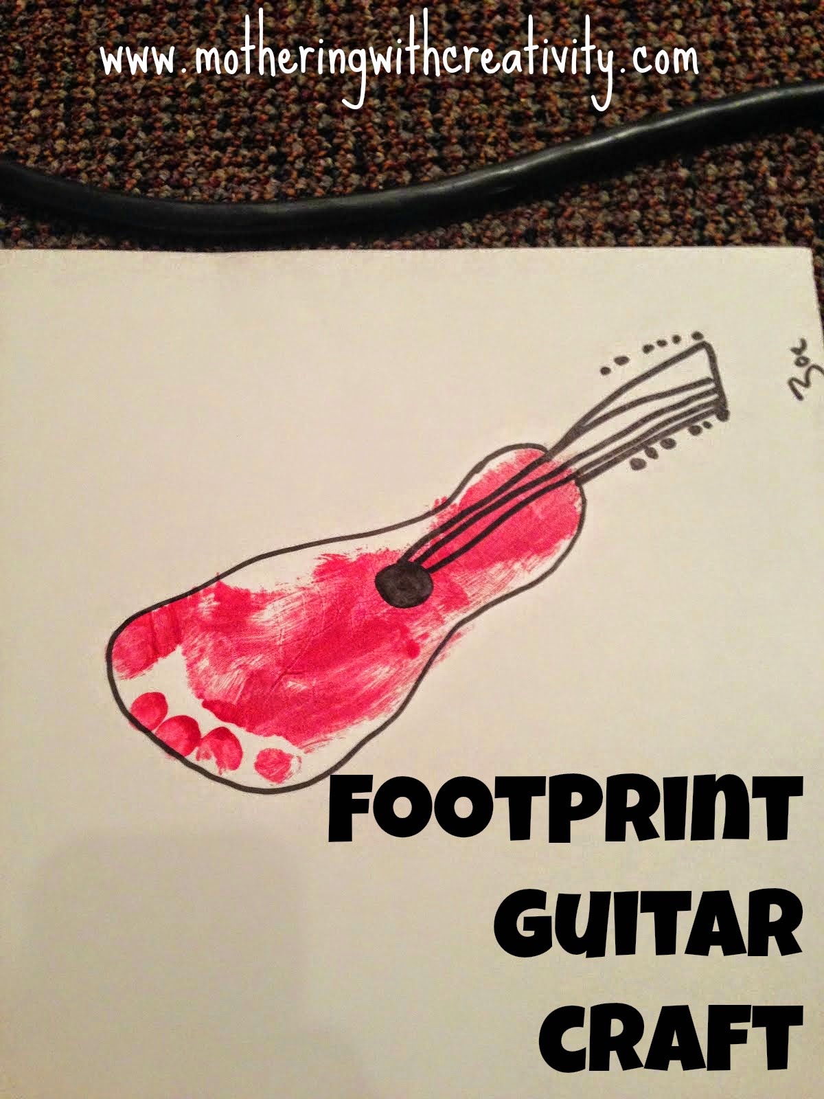 Mothering with Creativity Guitar Foot Print Craft