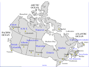 Map of Canada: specifically the above locations (provinces