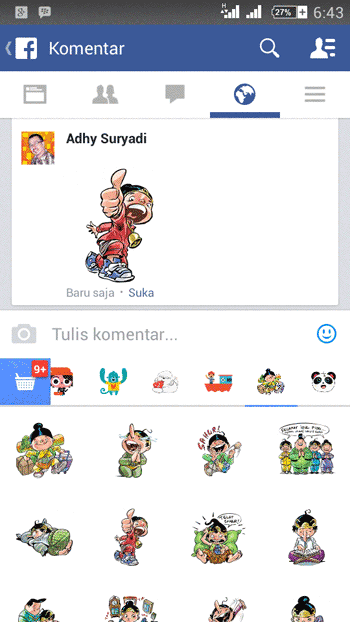 Screenshot FB Stiker Pada Perangkat Mobile FB Stiker Pada Perangkat Mobile