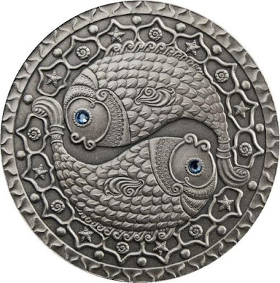 Gift Pisces Horoscope Zodiac Swarovski Silver Coin