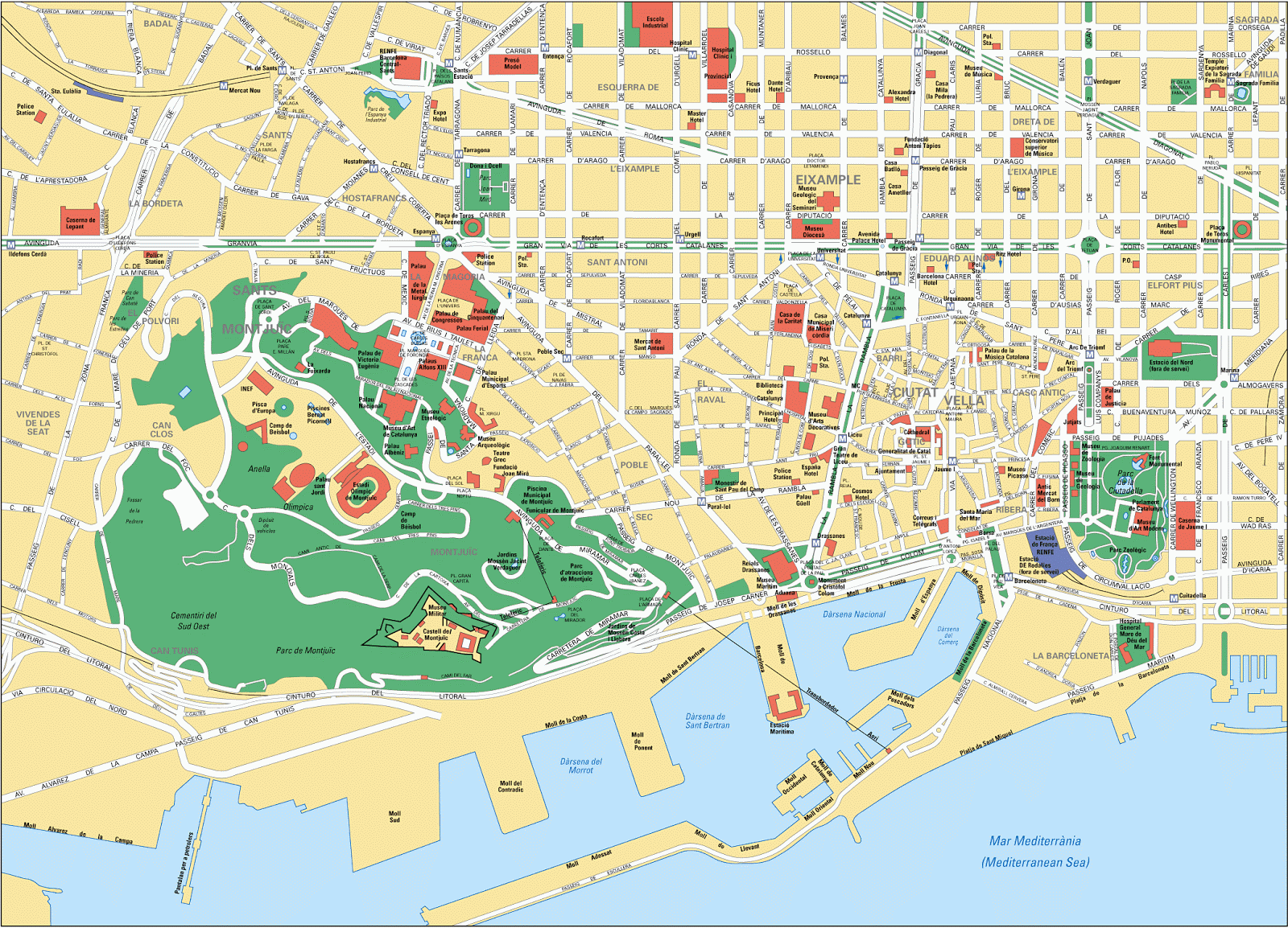 Map of Barcelona, Spain