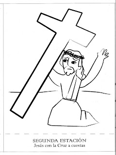 Jesús con la cruz a cuestas para colorear