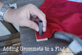adding grommets to a flag