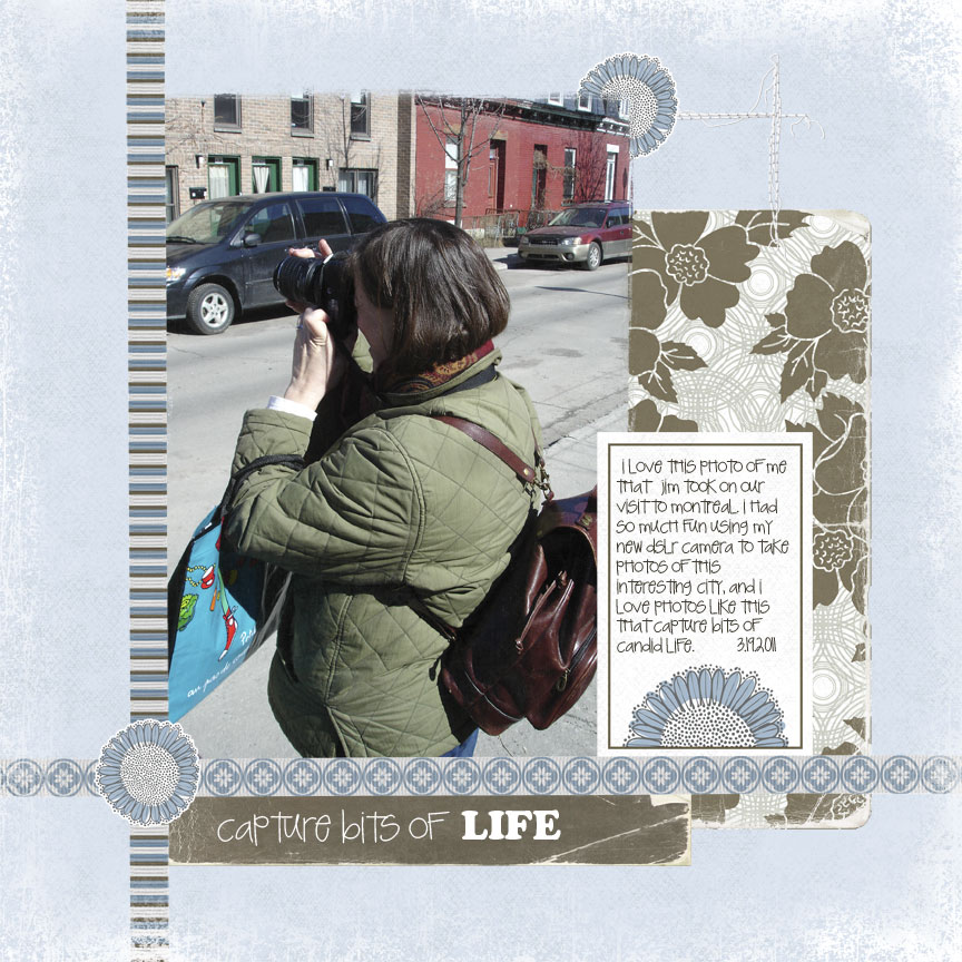 A couple of digital scrapbook layouts, one quick, one not so quick.