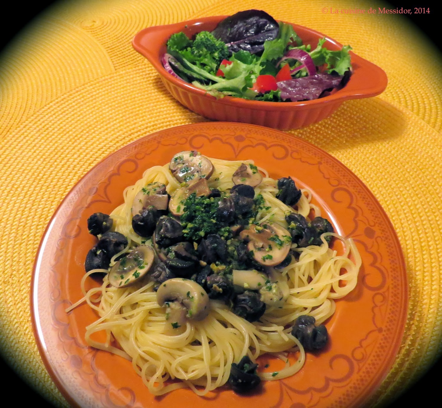 La cuisine de Messidor Pâtes fines aux escargots et au pesto