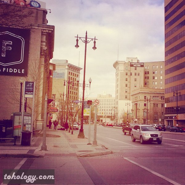 Portage Ave. headed to the intersection with Main St. Portage Ave. headed to the intersection with Main St.